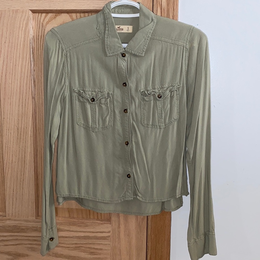 Light green Hollister flannel cardigan